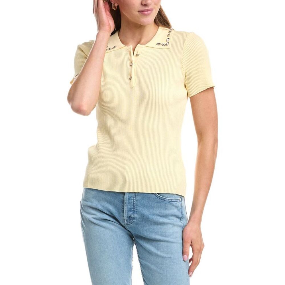 Colette Rose Womens  Ribbed Top, Yellow